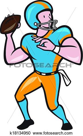 Clipart - American Football Quarterback QB Throwing Cartoon. Fotosearch - Search Clip Art, Illustration