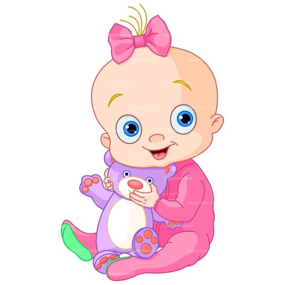 CLIPART BABY GIRL WITH TEDDY | Royalty free vector design
