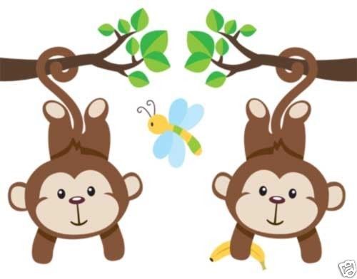 Baby Boy Monkey Clip Art Set 