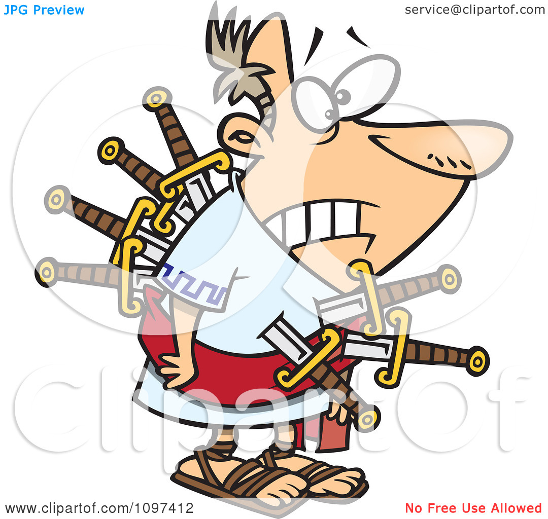 Clipart Betrayed Julius Caesar Stabbed With Swords On The Ides Of March - Royalty Free Vector Illustration by Ron Leishman