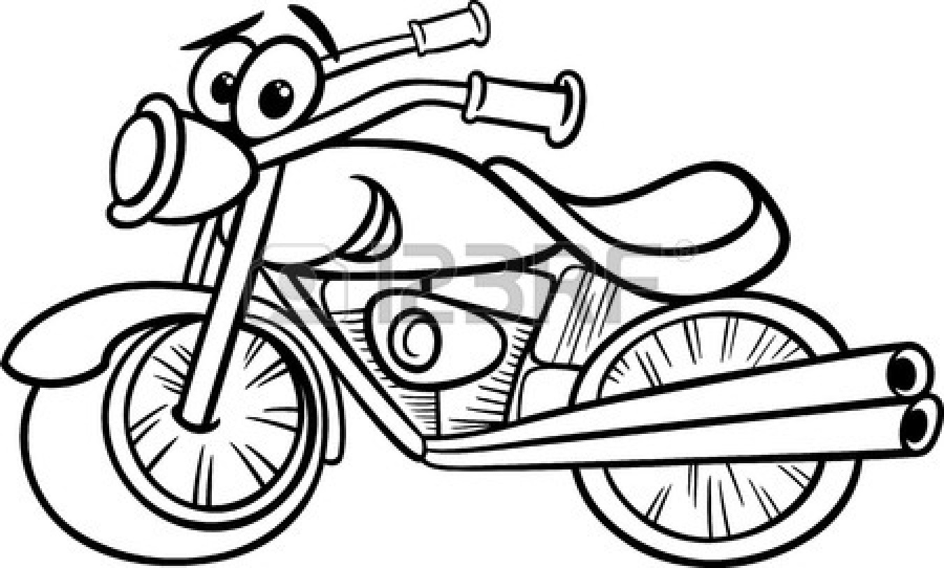 Clipart Black And White 25894127 Funny Black And White Motor Bike