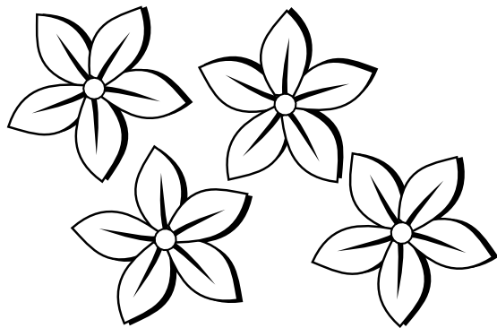 Clipart Black And White Four Flowers Flora 80 Black White Line Art