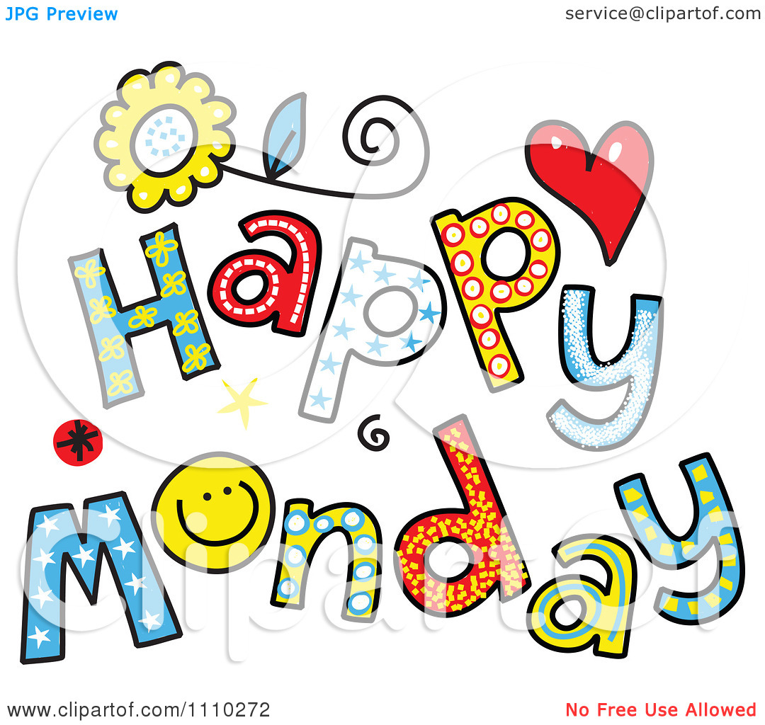 Clipart Colorful Sketched Happy Monday Text - Royalty Free Vector Illustration by Prawny