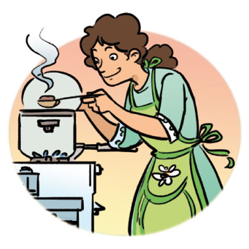 Female Chef Cooking And Tasti
