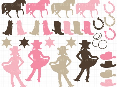 Clipart - Cowgirl Silhouettes - Cowgirl Silhouette Clip Art