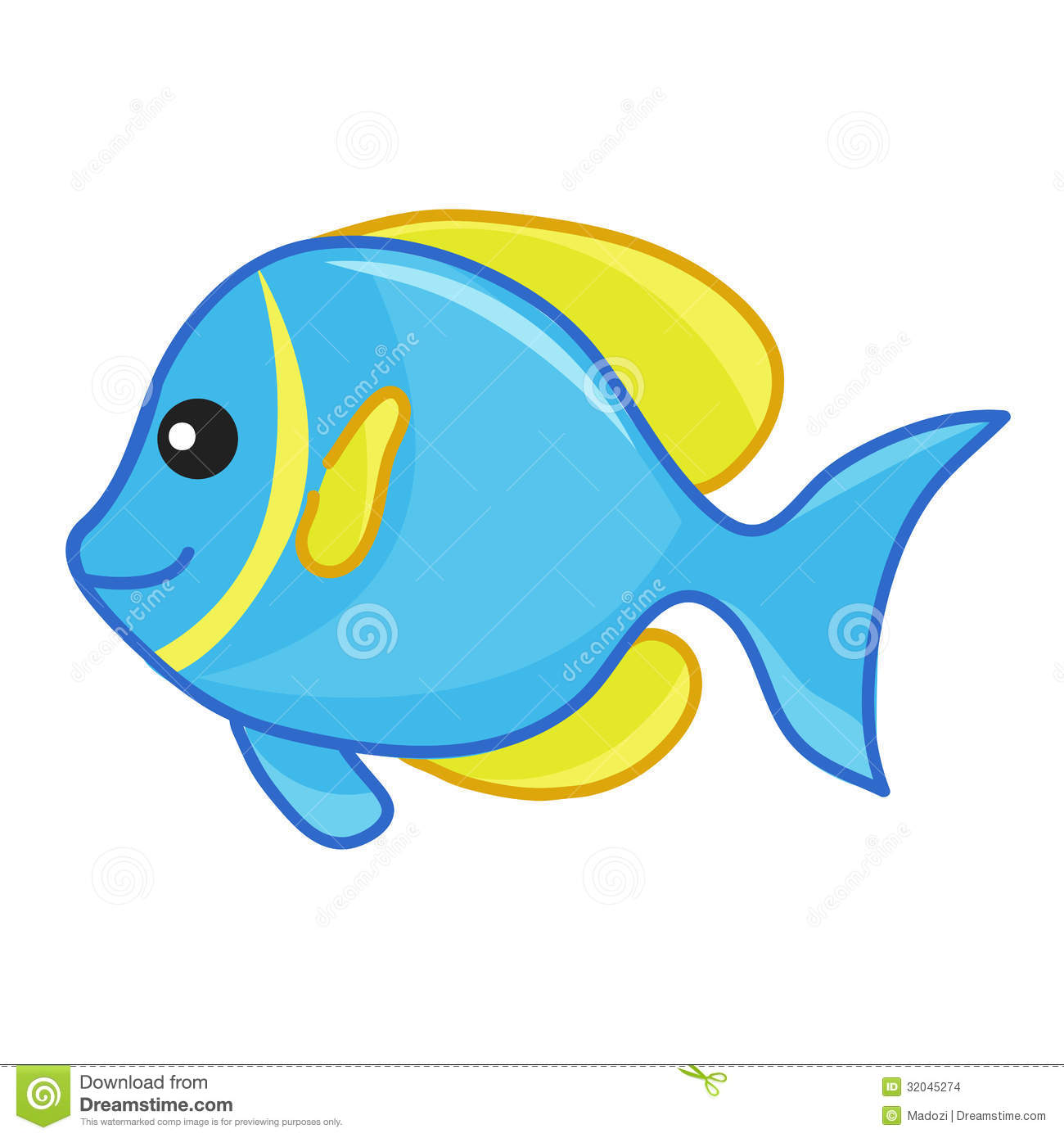 Clipart Cute Fish Blue And Ye - Cute Fish Clipart