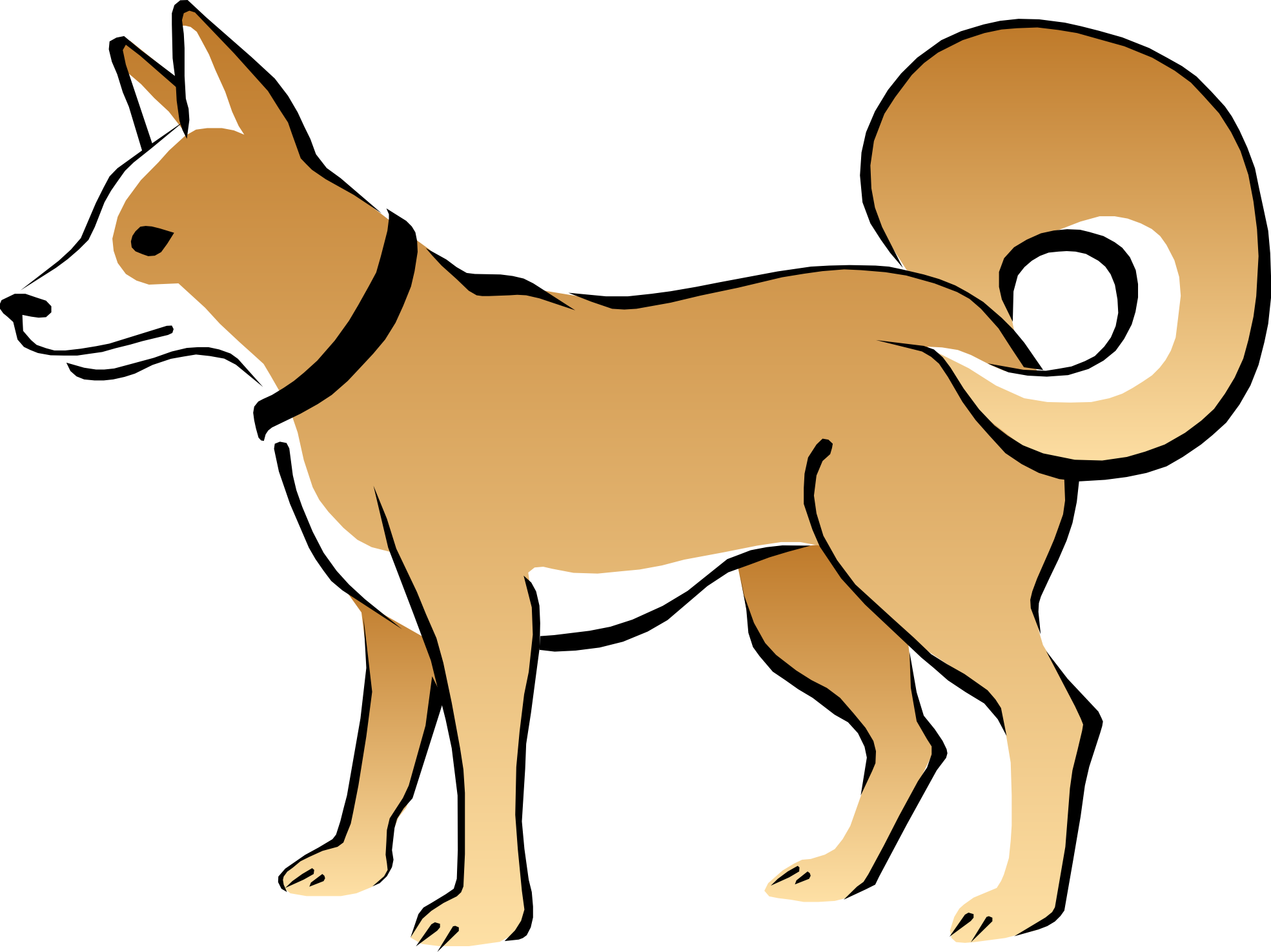 Clip art dog, tan with brown 