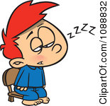 Clipart Exhausted Boy Trying To Stay Awake To See Santa Royalty Free Vector Illustration