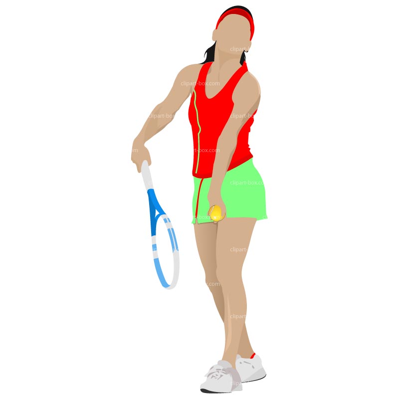 Clipart Girl Playing Tennis .