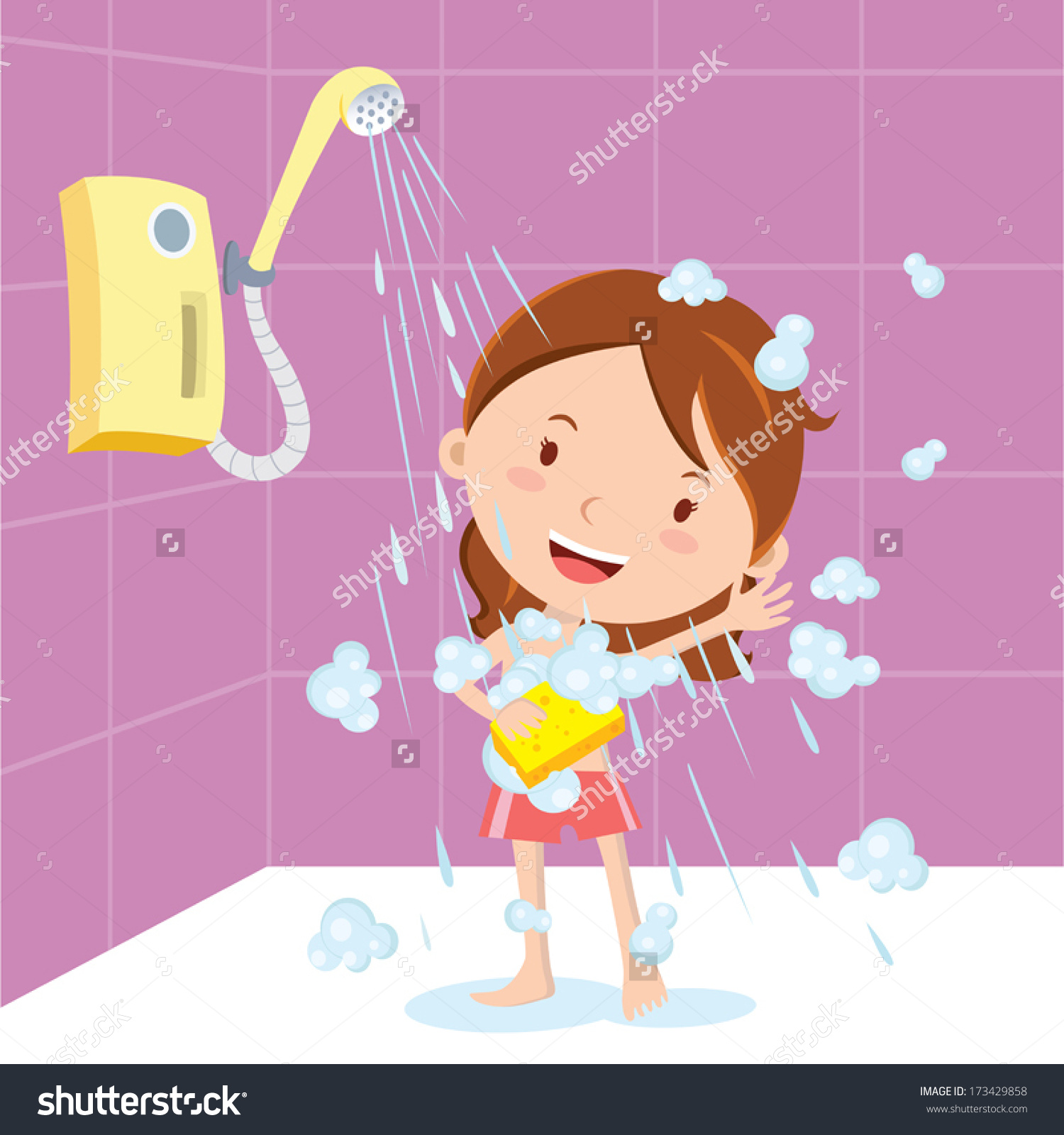 ... clipart girl showering or bathing ...