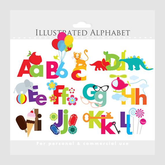Clipart Illustrated Alphabet  - Alphabet Clip Art Free