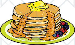 Clipart Illustration Of A Stack Of Six Buttermilk Pancakes Topped With