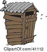 Clipart Illustration Of A Stinky Wooden Outhouse With Flies by Dennis Holmes Designs