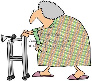 Clipart Illustration: Old Woman With A Walker
