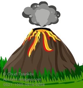 Clipart Image Of Smoke Above An Erupting Volcano
