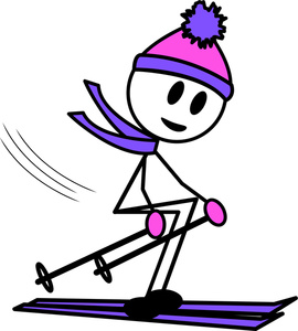 Clipart Image Snow Skier Stick Figure Cartoon Person Downhill Skiing
