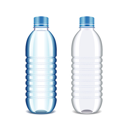 Plastic bottles with water .