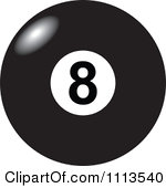 Clipart Light Shining Off Of A Black And White Billiards 8 Ball Royalty Free Vector Illustration