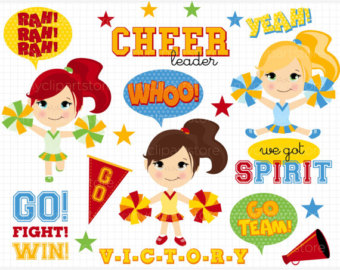 Clipart - Little Cheerleaders - Digital Clip Art (Instant Download)