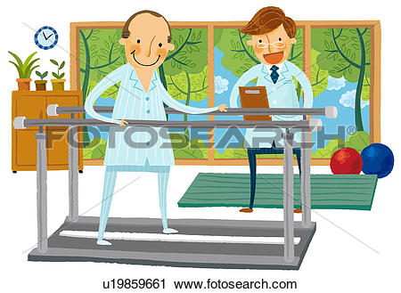 Clipart - Male physical therapist with patient. Fotosearch - Search Clip Art, Illustration Murals