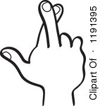 Clipart Of A Black And White  - Fingers Crossed Clip Art