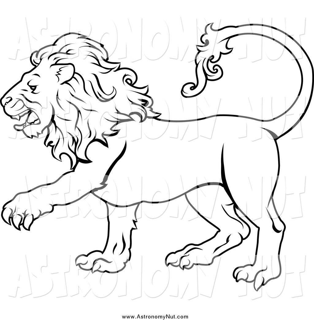 Clipart Of A Black And White  - Lion Black And White Clipart