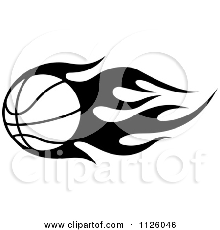 Clipart Of A Black And White Tribal Flaming Basketball 4 - Royalty Free Vector Illustration by Vector Tradition SM