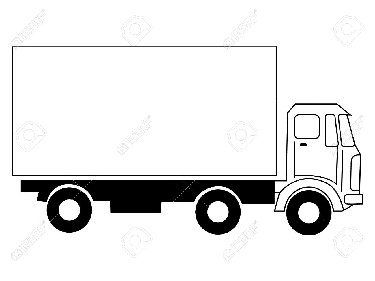 Clipart Of A Black And White  - Truck Clipart Black And White