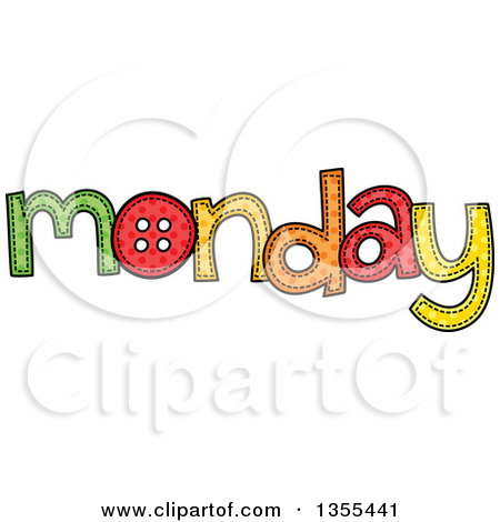 Clipart of a Cartoon Stitched - Monday Clipart