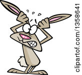 Clipart Of A Cartoon Stressed Out Bunny Rabbit Grabbing His Ears Royalty  Free Vector Illustration