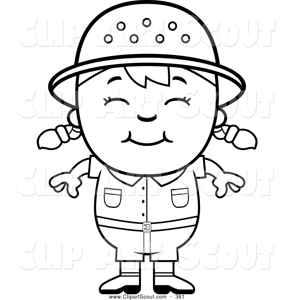 Clipart Of A Cute Black And White Happy Safari Girl By Cory Thoman