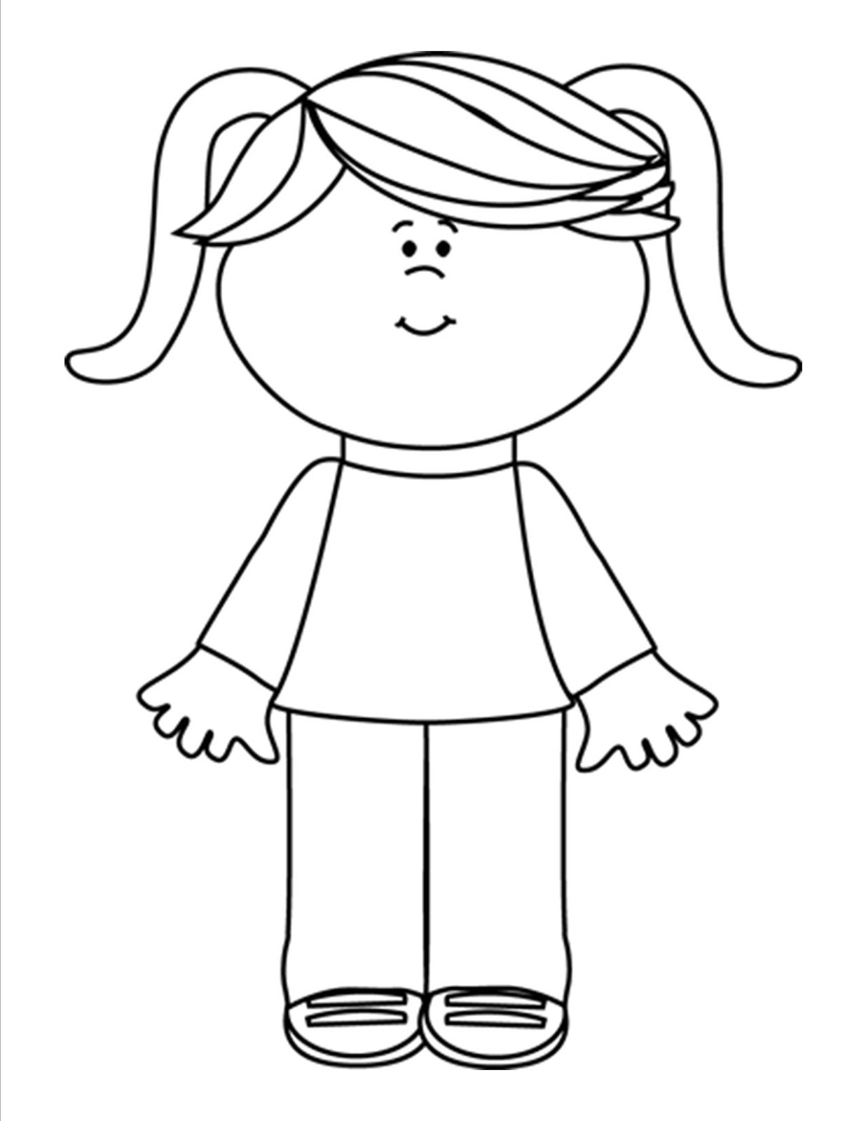 Clipart Of A Girl Black And ..