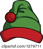 Clipart Of A Green And Red . - Elf Hat Clip Art
