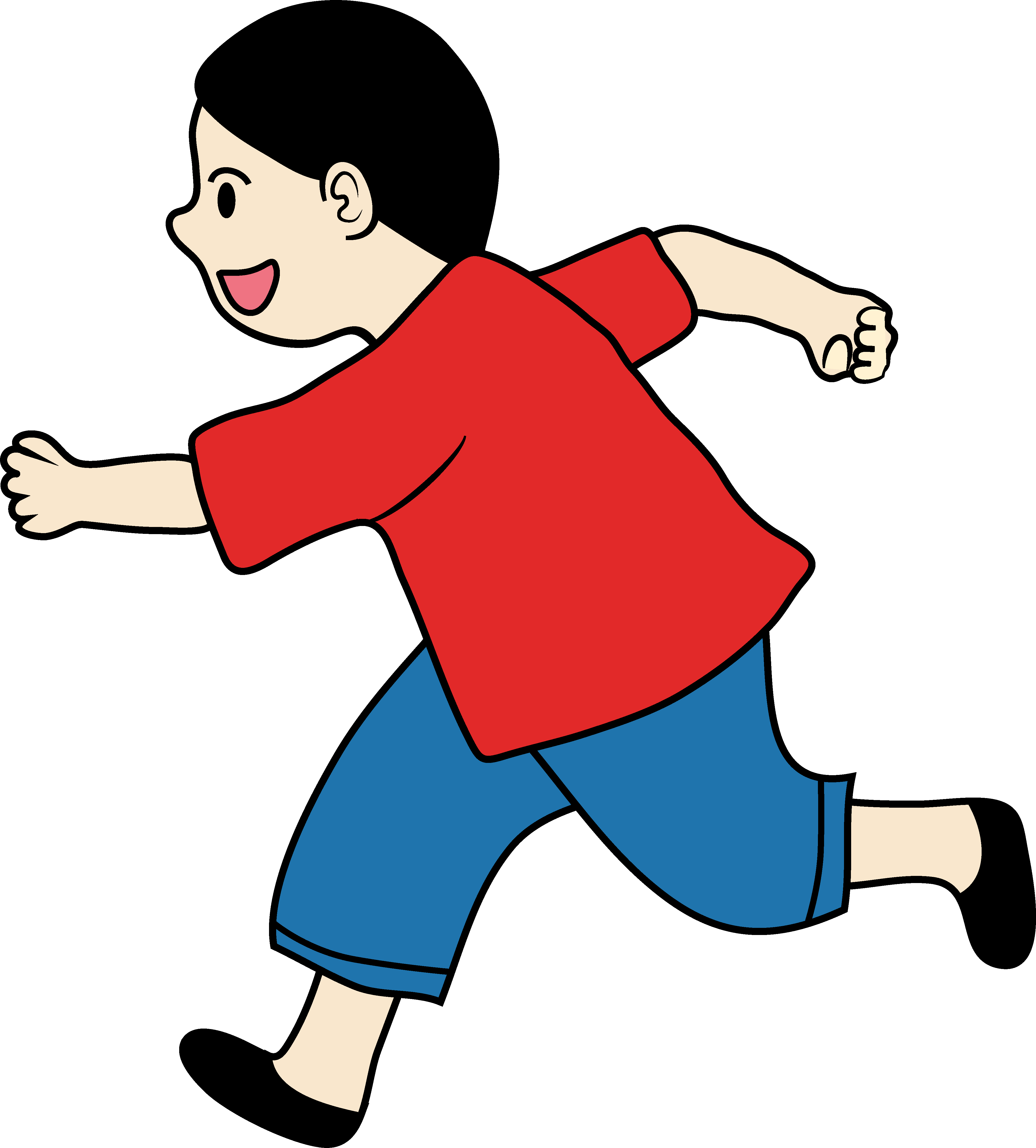 Clipart of a Little Boy Runni - Running Clipart Free