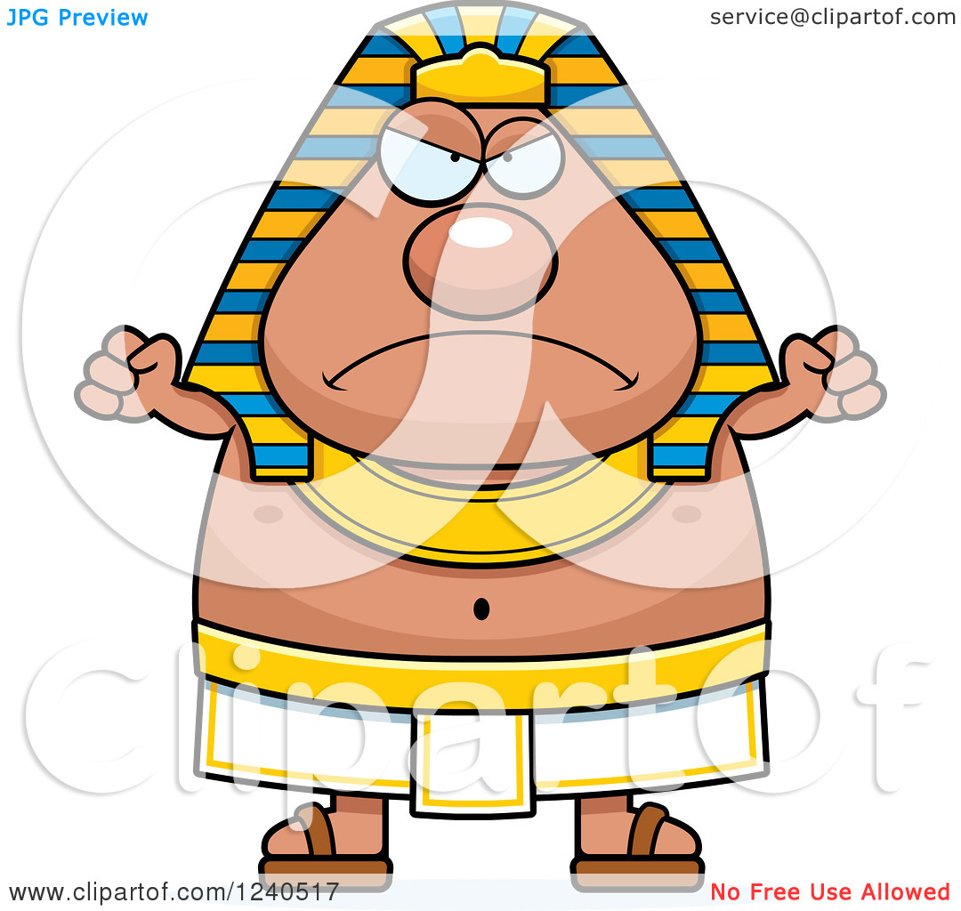 Clipart Of A Mad Ancient Egyptian Pharaoh Holding Up Fists Royalty Free Vector Illustration