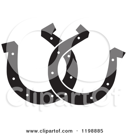 Clipart of Black and White Horseshoes - Royalty Free Vector Illustration by Johnny Sajem