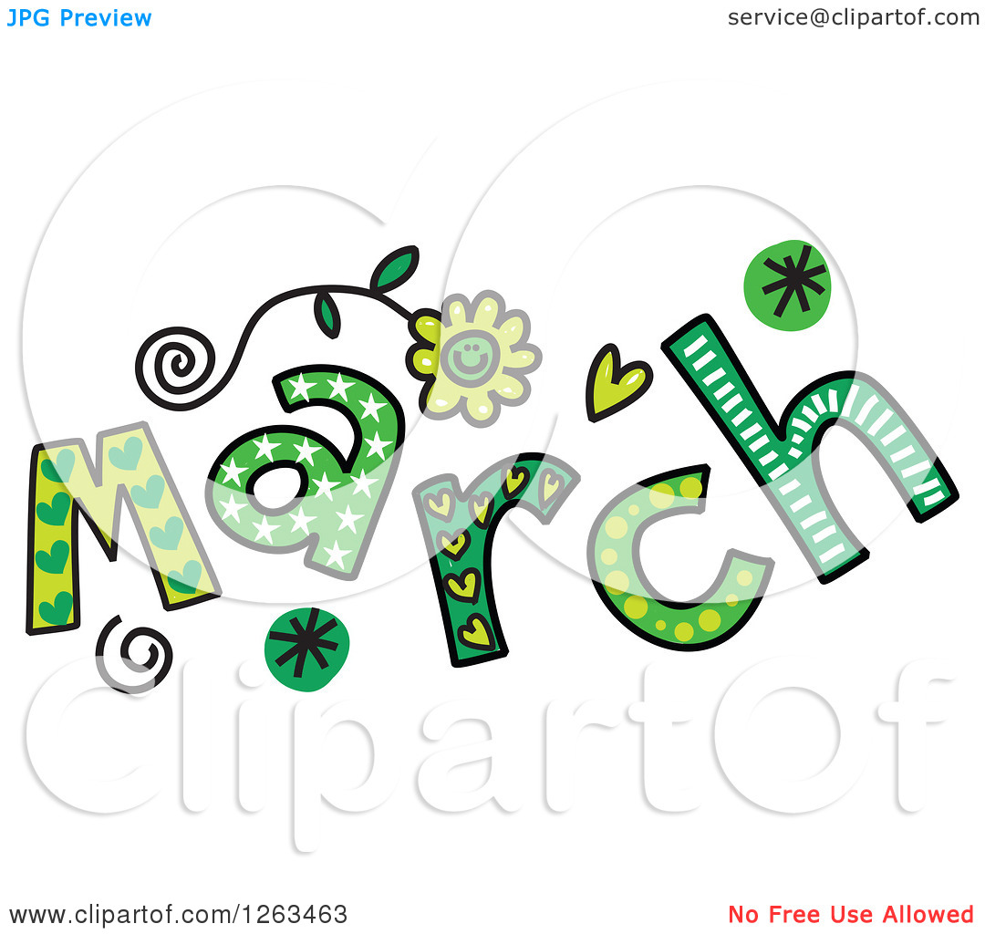 Clipart Of Colorful Sketched  - Clipart For March