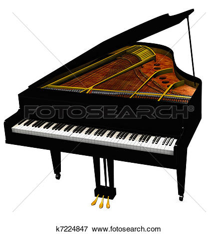 Clipart of Grand-piano isolated on a white background