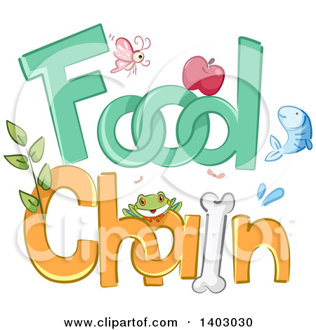 Clipart of Insects, Plants, Fruit, and Animals in the Words FOOD CHAIN - Royalty Free Vector Illustration by BNP Design Studio