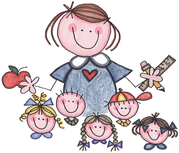 Clipart Of Teacher With Stude - Teacher And Students Clipart