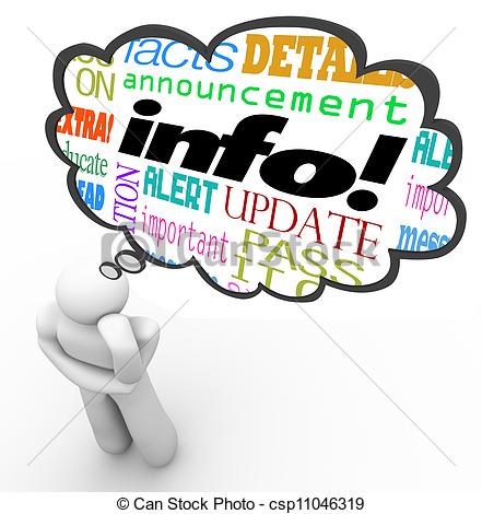 Clipart Of Thinker Thought Cloud Information Words News Message A