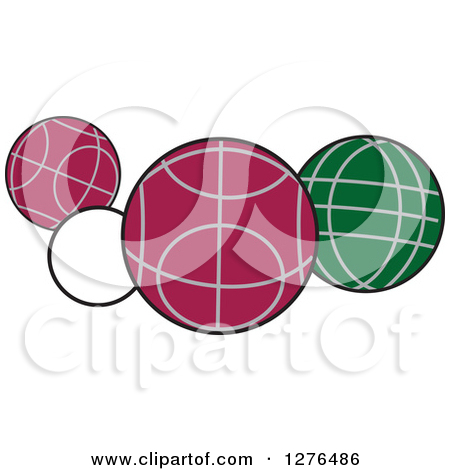 Clipart of White, Red and Green Bocce Balls - Royalty Free Vector Illustration by Johnny Sajem