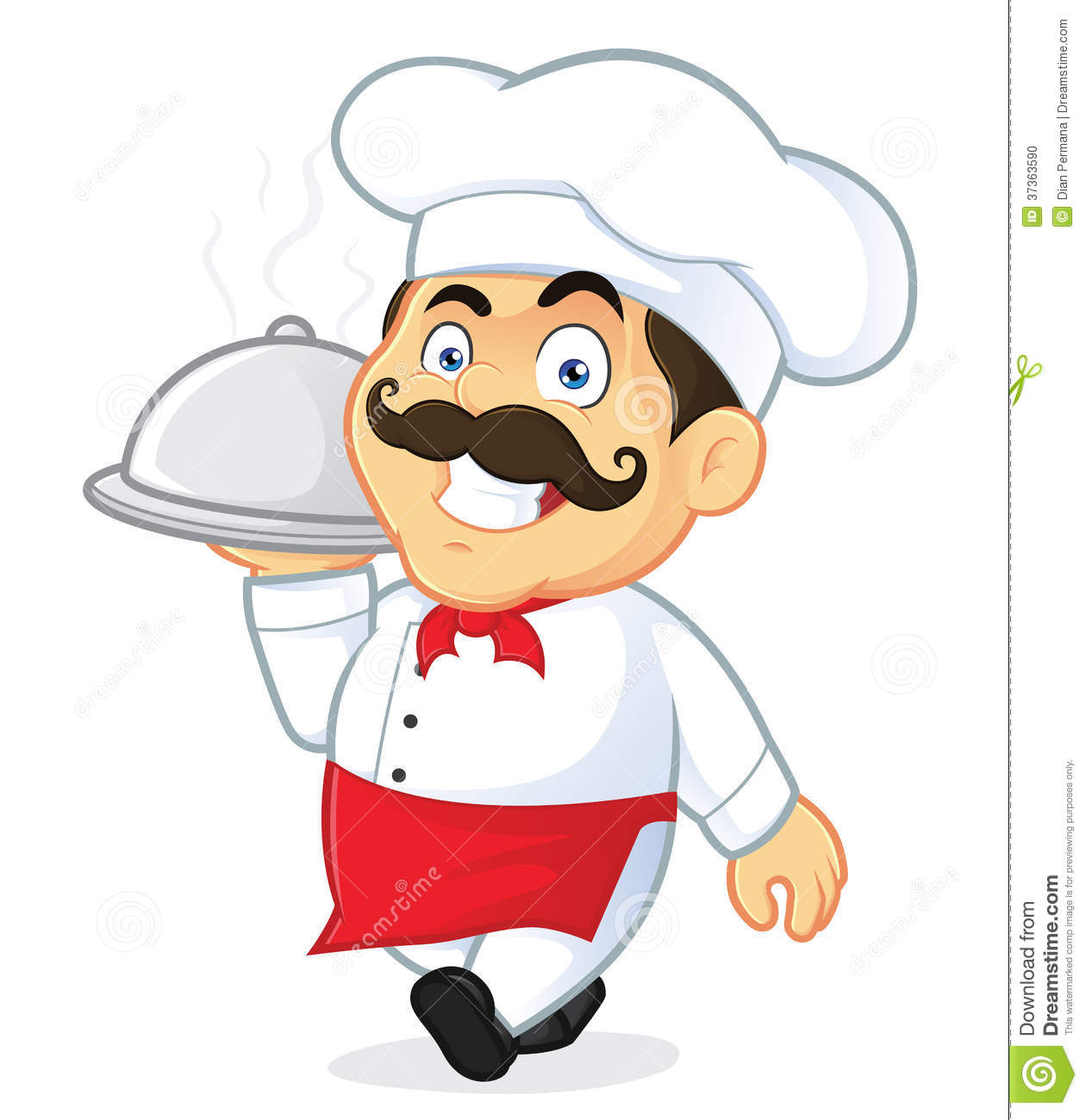 Clipart Picture Of A Chef Cartoon Character Holding Silver Cloche