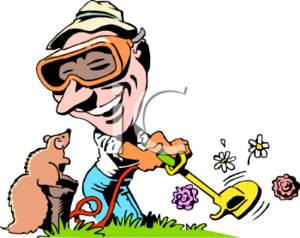 Clipart Picture of a Guy Weed - Yard Work Clip Art
