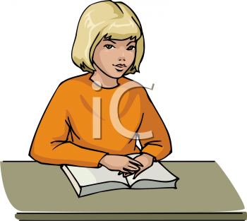 Clipart Picture Of A Young Girl Studying