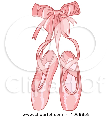 Clipart Pink Ballet Slippers And A Bow - Royalty Free Vector Illustration by Pushkin