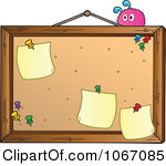 Clipart Pink Creature On A Bulletin Board Royalty Free Vector Illustration