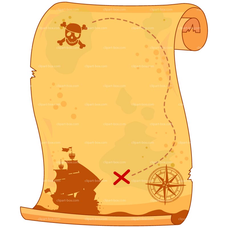 Clipart Pirate Scroll Map Roy - Treasure Map Clipart