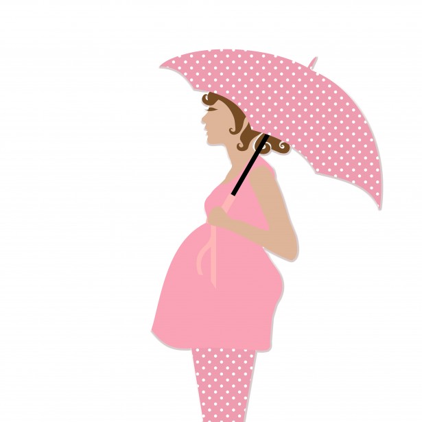 Clipart Pregnant Woman . Pregnant Woman With Umbrella .