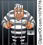 Clipart Prisoner Resting His Head Between Jail Cell Bars Royalty Free Vector Illustration
